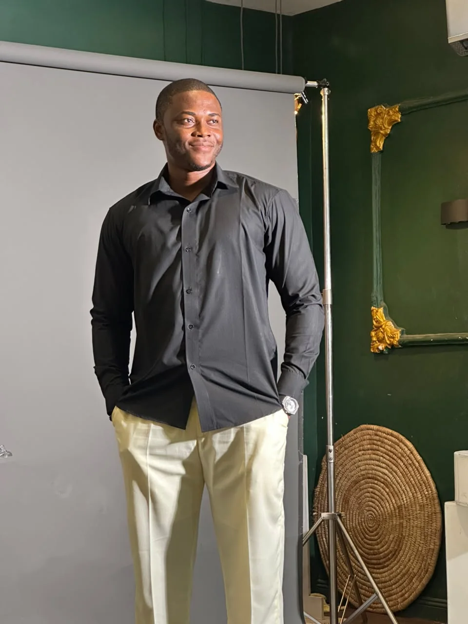 Godwin behind the scenes in the studio